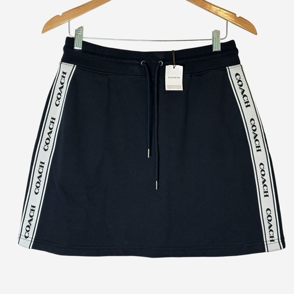 COACH A-Line Short Mini Skirt Navy White Logo - Picture 2 of 10